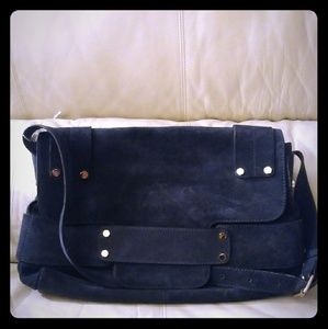 Pre-owned Tila March Navy Suede Shoulder Bag!